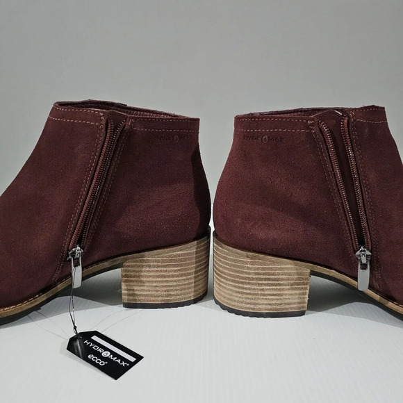 NEW Ecco Shape 35 Sartorelle Ankle Boot EU 40 Red Suede Water Resistant Low Heel - Picture 4 of 14